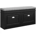 Sobuy Fsr64-sch Schuhkipper Schuhbank Mit 2 Klappen Sitzkommode Schuhregal Mit 4 Ablageflächen Sitzbank Mit Sitzkissen Schwarz Bht Ca.: 104x52x24cm