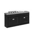 SoBuy Schuhbank mit Sitzfläche Sitzbank mit Stauraum und 2 Klappen, schmaler Schuhschrank mit Sitzbank & Schuhregal platzsparend, Schuhablage für Flur & kleine Räume, 104x52x24cm, Schwarz, FSR64-SCH
