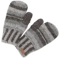 GURU SHOP Handgestrickte Fausthandschuhe, Gestreifte Wollhandschuhe, Handschuhe, Fauster aus Nepal - Grau/braun, Herren/Damen