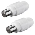 2x KOAX Stecker IEC gerade TV Antennen Kabel männlich Koaxial Verbinder HD SAT