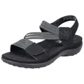 Rieker Riemchensandale Sommerschuh, Sandalette, Keilabsatz, mit Gummizügen schwarz 41 EU