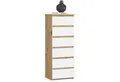 Home Collective Kommode 40 cm breit Holz Highboard Sideboard für Flur Schlafzimmer Wohnzimmer (Mehrzweckschrank Schrank schmal Kommode Schlafzimmer mit Schubladen), Kinderzimmer Organizer 109 cm hoch mit 6 Schubladen Artisan Eiche-weiß