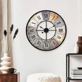 Große XXL Metallwanduhr, römische Ziffern, Ø 50 cm, Retro Deko