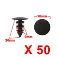 50Pcs Schwarz Autotür Kotflügel 9mm Loch Druck Plastik Nieten Halteklammern