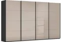Schwebetürenschrank RAUCH "Kleiderschrank Schrank Garderobe Schlafzimmerschrank SCALE-FYRA", beige (schwarz, glas fango, griffleisten schwarz), B:360cm H:223cm T:68cm
