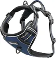 BLUZELLE Hundegeschirr Mittlere Hunde, Reflektor Brustgeschirr mit Griff & Tasche für GPS Tracker, Anti-Zug Hundeweste Hund-Warnweste Atmungsaktiv, -M