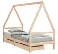vidaXL Kinderbett, Jugendbett mit Schubladen 90x190 cm Massivholz Kiefer
