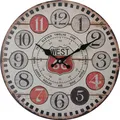 Rebecca Mobili Wanduhr im Vintage-Stil aus Holz, braun, schwarz und rot ø 33,8 cm