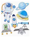 Hobbyfun 3D Sticker XXL Raumfahrt, Bogen 30 x 30 cm