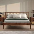Massivholzbett APOANA Doppelbett 140x200 cm, kastanienfarben - Holzbett mit Kopfteil aus Kiefernholz,140 Bett mit Lattenrost, modern