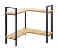 WENKO Küchen-Eckregal Mod. Lou, Organizer für die Arbeitsplatte, aus Metall und Bambus, 2 Etagen, 30 x 33 x 30 cm, Schwarz/Hellbraun