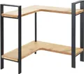WENKO Küchen-Eckregal Lou Metall Bambus Organizer 2 Etagen Schwarz Hellbraun