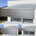 Elektrische Vollkassetten-Markise T124, 5x3m ausfahrbarer Volant Polyester Grau/Weiß