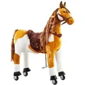 Ponnie Mechanisches Reitpferd mit Rollen für Kinder Misty M - Kinder Reitspielzeug - Braun/Weiß