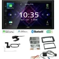 JVC KW-M565DBT Autoradio 2-DIN Apple CarPlay Android Auto DAB+ Bluetooth mit Einbauset für Volkswagen VW T5 Transporter 2003-2015 rechtwinkling
