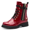 MARCO TOZZI by Guido Maria Kretschmer Damen Stiefeletten zum Schnüren mit Reißverschluss Bequem, Rot (Dk.Red Pat.), 37 EU