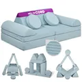 Linodino® Spielsofa Cord Fantasiewelt, Kindersofa-Bausteine - Stapelsteine für Kinder - Kindercouch, Sofa-Kuschelecke | Schaumstoff-Softbausteine | Oeko-TEX 100 Zertifiziert | Einhornblau