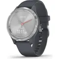 GARMIN vívomove 3S Granitblau/Silber mit Schnellwechsel-Silikon-Armband 18mm Granitblau - Blau