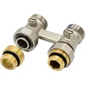 Hahnblock Durchgang Gerade 3/4" AG x 1/2" Eurokonus Heizkörper Anschluss - Braun