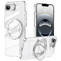 Für Apple iPhone 16e Frosted 360 Grad Ring MagSafe TPU + PC Schutz Hülle Silber