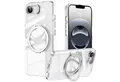 Wigento Handyhülle Für Apple iPhone 16e Frosted 360 Ring MagSafe TPU + PC Hülle Silber, Magnetische Hülle mit Ringhalter und 360 Grad Rotation