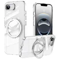 Für Apple iPhone 16e Frosted 360 Grad Ring MagSafe TPU + PC Schutz Hülle Silber