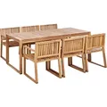 Gartenmöbel Set Hellbraun Zertifiziertes Akazienholz 6-sitzer Sechs Stühle Mit Einem Gartentisch Terrasse / Outdoormöbel Rustikal Landhaus Stil