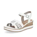 Remonte Damen Keilsandalen D6461, Frauen Sandalen,offene Schuhe,Strandschuhe,Keilsandaletten,Keilabsatz,Wedge-Heel,hoch,Weiss Kombi (80),41 EU