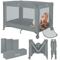 Lionelo Amelie Baby-Reisebett, ab Geburt bis 15 kg, klein, faltbar, weiche Faltmatratze, 100,5 x 70,5 cm, 2 Räder, seitlicher Einstieg, Reisetasche