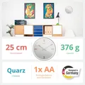 Mebus Wanduhr TinyTime römische Ziffern leise 25cm hellgrau silber kupfer