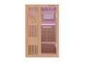 Dewello Finnische Sauna MINTO 120x120 Kabine aus Hemlock Tannenholz mit 3,5 kW Harvia Ofen, inkl Sauna Set