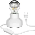 ledscom.de Porzellan Tischlampe TIX, Stecker, Schalter, weiß + E27 LED Lampe 486lm, Smart Home, warmweiß - kaltweiß