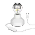 ledscom.de Porzellan Tischlampe TIX, Stecker, Schalter, weiß + E27 LED Lampe 486lm, Smart Home, warmweiß - kaltweiß