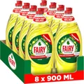 Fairy Ultra Konzentrat Zitrone Handgeschirrspülmittel 8x900ml mit effektiver Formel für sauberes Geschirr, beeindruckende Fettlösekraft