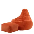 Icon Dalton Sitzsack mit Hocker Cord, Orange, Gaming Sitzsack Erwachsene mit Füllung, Bean Bag, Cord Sessel, Lounge Sessel, Lounge Stuhl, Schlafzimmer, Wohnzimmer, Wohnzimmer Möbel