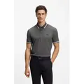 BOSS GREEN Poloshirt Paddy atmungsaktive Piqué-Webstruktur, Flachstrickkragen, gerader Schnitt grau XL (52)