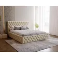 Polsterbett 180x200 cm Verti Slim - Chesterfield, Bett mit Bettkasten und Lattenrost - Samt Beige (Magic Velvet 2201) - Beige