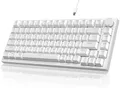 YINDIAO Ajazz AK820 Mechanische Tastatur mit Knopf,75% ANSI-Layout,81 Tasten,Kabelgebundene Gaming-Tastatur,Verbesserte Dichtungsmontage,Hot-Swap-Blauer Schalter,Eisblaues Licht,für PC,MAC (weiß)