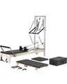 VEVOR Pilates Reformer Maschine für den Einsatz im Heim-Fitnessstudio, Krafttrainingsgerät mit doppeltem Widerstand, Reformer-Box & Sprungbrett, für Fortgeschrittene & Anfänger, bis zu 181,44 kg