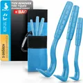 BluePet Zeckenhaken 3er Set mit Tasche, Zeckenentferner, Zeckenzange, Zeckenhebel Mensch & Tier