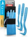 BluePet 3er Set Zeckenhaken für Hunde, Katze, Pferd & Mensch I Zeckenzangen mit Tasche Zeckenhebel als bewährter Zeckenentferner I Alternative zu Zeckenpinzette, Zeckendreher & Zeckenmittel