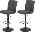 Hela Tische, 2er Set Barhocker Hocker LENI -Bezug Microfaser Anthrazit -360° drehbar, höhenverstellbar -Komfortsitz Federkorb -Trompetenfuß Schwarz