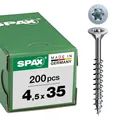 SPAX Universalschraube, 4,5 x 35 mm, 200 Stück, Teilgewinde, Senkkopf, T-STAR plus T20, 4CUT, WIROX - 0191010450353