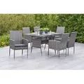 Merxx "Gran Canaria" Set 13tlg., 6 Sessel, 6 Sitzkissen, Tisch 140 x 80 cm, Stahl/Kunststoffgeflecht - Grau