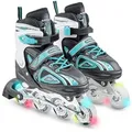 Apollo Inlineskates Größenverstellbare Inliner für Kinder Super Blades LED, Inliner verstellbare Größe, mit leuchtenden LED Wheels blau M (35-38)
