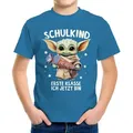 MoonWorks Print-Shirt Kinder Jungen T-Shirt Einschulung Baby Yoda Schulkind Erste Klasse blau 129-140 (9-10 Jahre)