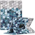 Fintie Hülle für iPad 10.2 Zoll 9.Generation / 8. Gen / 7. Gen (Modell 2021/2020/2019) mit Pencil Halter - 360 Grad Rotierend Stand Schutzhülle Cover mit Auto Schlaf/Wach Funktion, Agate Hexagons