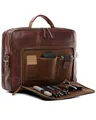 SID & VAIN große Laptoptasche mit Frontfach echt Leder - 15 bis 17 Zoll Laptop Business-Tasche SIMON XL - Umhängetasche Aktentasche extra Laptop-Hülle - Herren Damen braun handgefertigt