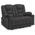 M MCombo Elektrisch 2er Sitzer Sofa mit Schlaffunktion, 2er Relaxsofa mit Taste 150° Verstellbar, Kinosessel mit Liegefunktion, USB & Getränkehalter - Dunkelgrau