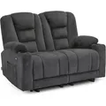M Mcombo Elektrisch 2er Sitzer Sofa Mit Schlaffunktion, 2er Relaxsofa Mit Taste 150° Verstellbar, Kinosessel Mit Liegefunktion, Usb & Getränkehalter, 7009 (grau)